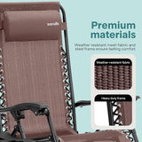 SereneLife Outdoor Zero Gravity Lounge Chair Set with Table – 2 Adjustable Recliners with Cup Holders, Headrest - Photo 7