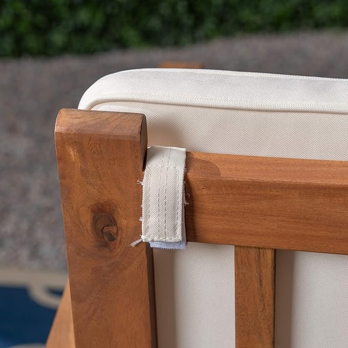 Christopher Knight Home Grace Outdoor Acacia Wood Loveseat, Brown Patina Finish and Cream - Photo 8