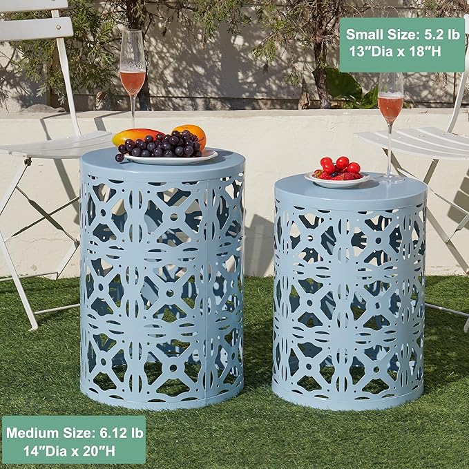 Y&M Set of 3 Heavy-Duty Round End Table, Side Table, Coffee Table for Indoor Multifunctional Use - Photo 2