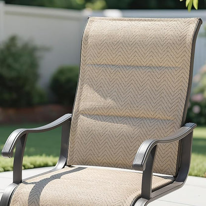 NUU GARDEN Patio Dining Chairs Set of 2, Outdoor Textilene Dining Chairs with Breathable Fabric, Patio Chairs for Backyard Deck Porch, Grayish Beige