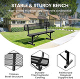 6 Feet Heavy Duty Metal Park Bench for Outside, Outdoor Bench with Backrest & Portable Frame - Photo 3