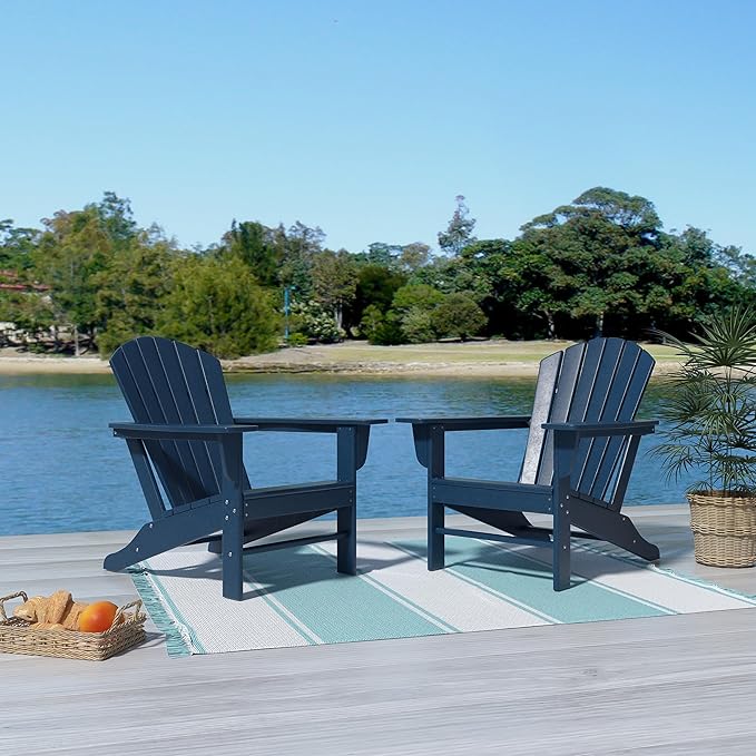 Costaelm Outdoor Adirondack Chair, HDPE Patio Chair, Weather Resistant Lawn Firepit Outside Chairs for Porch, Poolside - Photo 2
