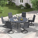 VICLLAX 50" Outdoor Round Patio Table with Umbrella Hole, All Weather Metal Round Outdoor Dining Table for Lawn Garden - Photo 2