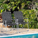 VINGLI Aluminum Oversize Patio Lawn Chairs Folding Set of 2 with Detachable Cup Holder - Photo 2
