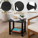 Black Adirondack Outdoor Accent Table – Weather-Resistant Acacia Wood Outdoor End Table with Double Storage - Photo 4