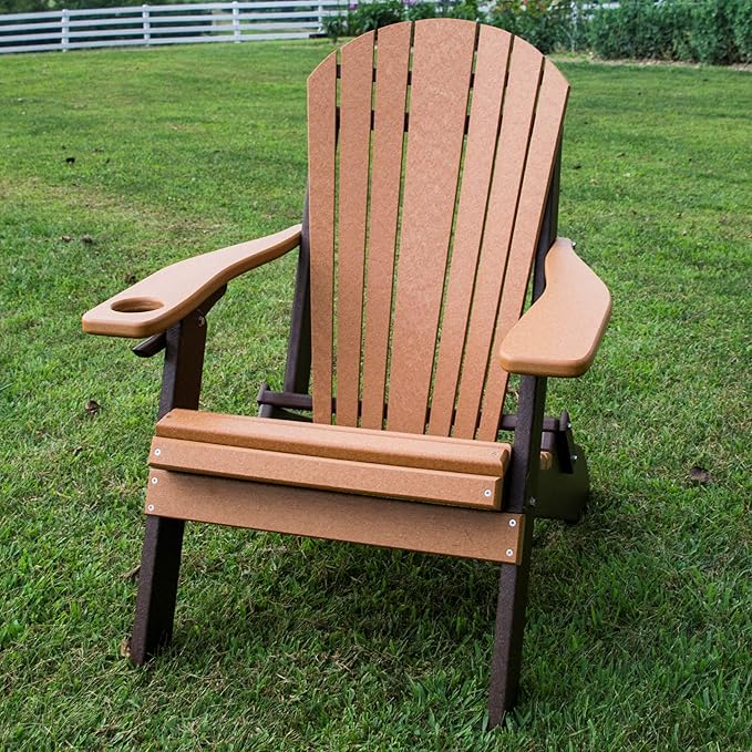 Furniture Barn USA Poly Folding Adirondack Chair, Cedar and Tudor Brown