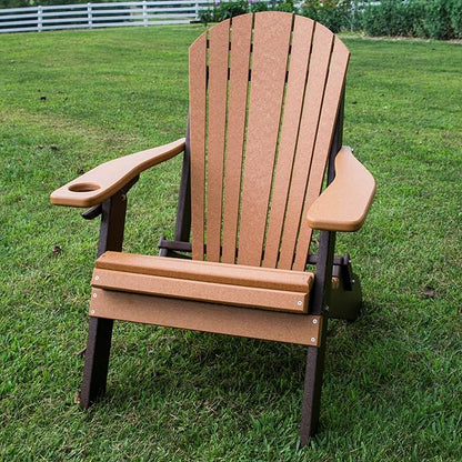 Furniture Barn USA Poly Folding Adirondack Chair, Cedar and Tudor Brown
