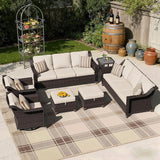 7 Pieces Patio Conversation Furniture Set - 2 Sofas, 2 Ottomans, 2 Swivel Chairs, 1 Side Table - Photo 6