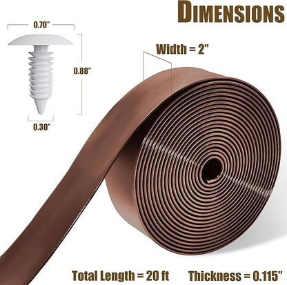 Vinyl Straps for Patio Chair Repair Kit 2'' Wide 20 Ft Long Replacement Straps + 20 Free Rivets for Outdoor Lawn Furniture Chaise Lounge Repair (Brown)