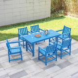 7 Pieces HDPE Outdoor Dining Set, Patio Dining Set with Umbrella Hole, All Weather Outdoor Dining Table Sets for 6 - Photo 1
