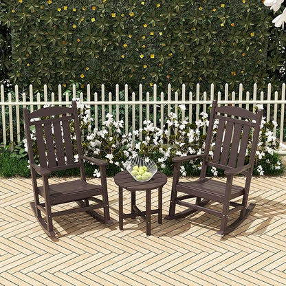 WO WESTIN OUTDOOR HDPE Laguna Classic Porch Rocking Chair (Set of 2), Dark Brown