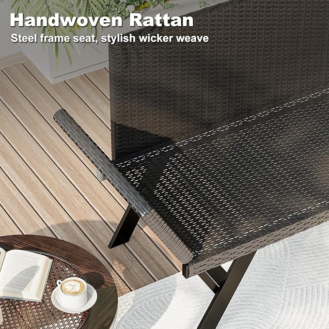 TAVATA Outdoor Patio Sofa, Woven Rattan Patio Loveseat with Adjustable Armrests & Removable Cushions - Photo 6