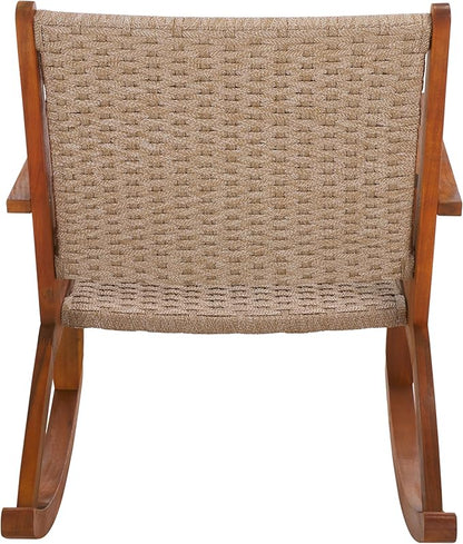 SAFAVIEH Outdoor Collection Daniel Natural Solid Wood Rocking Chair