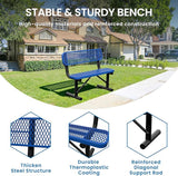 4 Feet Steel Park Bench for Outside, Outdoor Bench with Backrest & Portable Frame, Commercial Benches for Shopping Malls - Photo 3