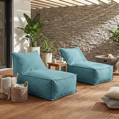 Christopher Knight Home Venny 48" L Outdoor Bean Bag Chair Set of 2, Fabric Bean Bag Chair for Adults and Kids, Indoor/Outdoor Sun Lounger, Patio Lounge Chair Set of 2, Teal