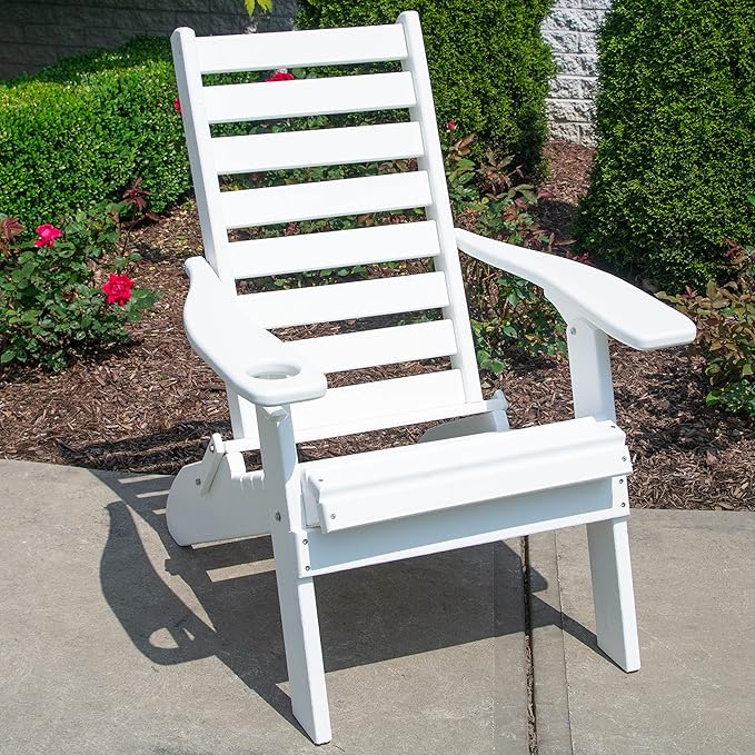 Furniture Barn USA Farmhouse Collection Poly Ladderback Folding Adirondack Chair, Bright White