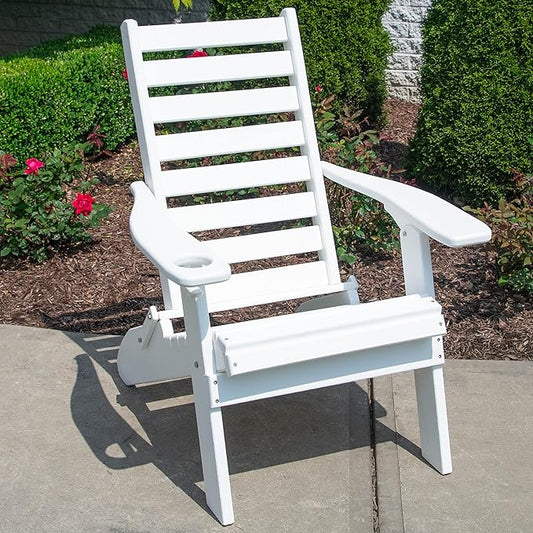 Furniture Barn USA Farmhouse Collection Poly Ladderback Folding Adirondack Chair, Bright White