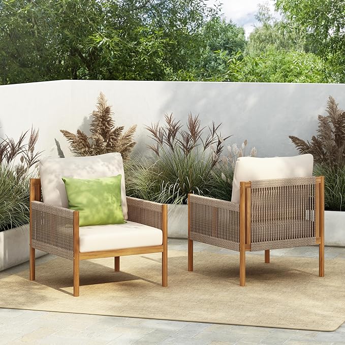 Christopher Knight Home Barris Lounge Chair Outdoor Set of 2, Patio Accent Chair, Comfy Reading Extra Seat - Photo 1