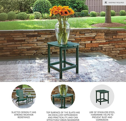 Signature Design by Ashley Karson City Contemporary Outdoor Weather Resistant End Table with Slatted Design, Green