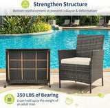 GarveeHome 3-Piece Patio Bistro Set, PE Rattan Outdoor Conversation Furniture with 2 Cushioned Chairs & Coffee Table - Photo 3