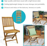 Sunnydaze Foldable Teak Wood Outdoor Chairs – Folding Patio Chair Set of 2 for Deck or Balcony – Wooden Teak Furniture - Photo 4