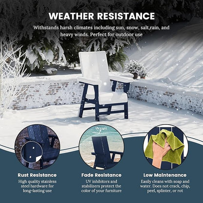 WO WESTIN OUTDOOR HDPE Shoreside Modern Curveback Adirondack Dining Chair,Navy Blue