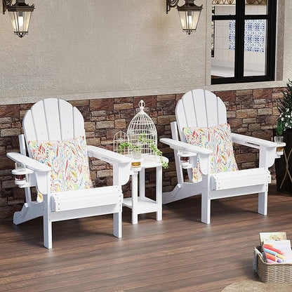 Sundale Outdoor 18" Round Side Table, Patio Water Proof Adirondack Small End Table HDPE Water Resistant 2 Tier Round Outside for Pool, Garden, Beach, White