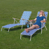 Camp & GO 4-Position Folding Web Lawn Chair Outdoor Lounger, Blue/White undefined/White - Photo 2