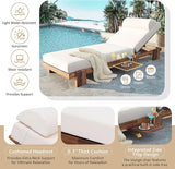 78.8'' Outdoor Patio Chaise Lounge Chair, Acacia Wood Adjustable Recliner with Headrest, Perfect for Terrace, Poolside - Photo 6