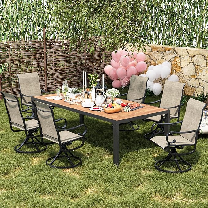 Patio Swivel Chairs Set of 6, Outdoor Dining Chairs with High Back - Photo 2