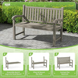 ROJIK Outdoor Bench Resin Patio Chairs Waterproof 2-Person Slatted Chairs with Sturdy Frame - Photo 7