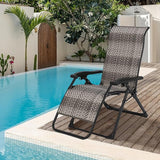 1 Pack Portable Rattan Chaise Lounge Chair, 330lb Capacity - Photo 2
