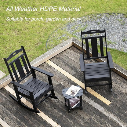nalone Outdoor Rocking Chairs Set of 2, HDPE All Weather Resistant Rocking Chair for Porch, Oversized Patio Rocker Chair for Adult, Outdoor Rockers for Garden Lawn