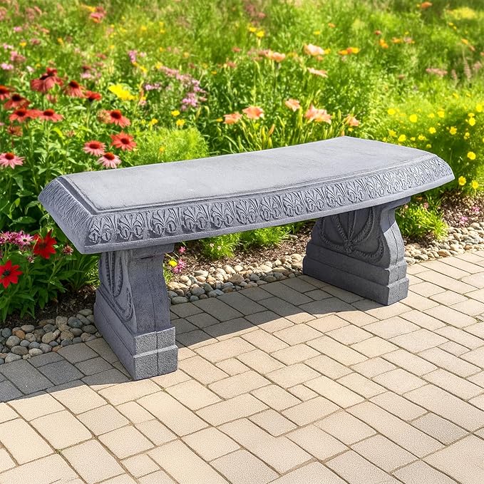 Arcadia Garden Products BE02 Fiberclay Garden, Outdoor Bench, Patio Seating for Front Porch Park Outside Furniture Decor - Photo 2
