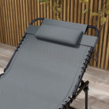 Outsunny 2 Piece Folding Chaise Lounge with 5-Level Reclining Back, Tanning Chair with Face Hole - Photo 8