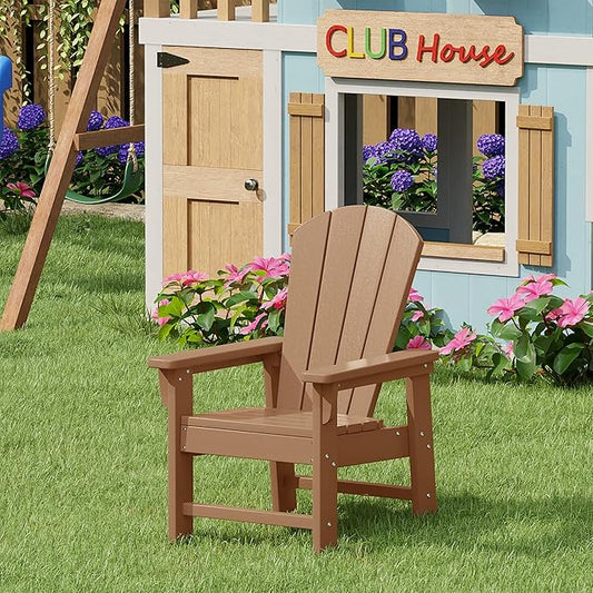 WestinTrends Malibu Kids Outdoor HDPE Adirondack Plastic Patio Chair, Teak