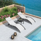 PURPLE LEAF Patio Chaise Lounge Chair Set with 2 Side Table Outdoor Pool Adjustable Recliner Chairs for Outside Beach - Photo 2