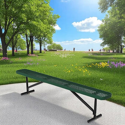 8FT Outdoor Bench, Metal Park Bench for Sitting Area Convert a Bench Heavy-Duty School Benches Commercial Rectangular Bench for Patio Porch Backyard Sports Church Locker Room Shopping Centers