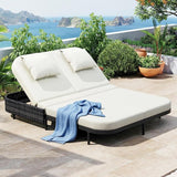SOFTSEA Patio Rattan Daybed for 2 People, with 5-Position Adjustable Backrest - Photo 1