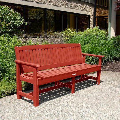 Sequoia Professional Commercial Grade Exeter Garden Bench, 6ft, Rustic Red