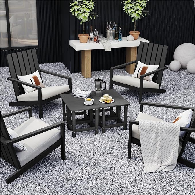 Set of 2 HDPE Outdoor Side Table, Weatherproof Small Outdoor Table for Adirondack - Photo 7