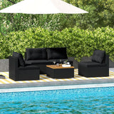 Tangkula 5 Piece Rattan Sofa Set, Outdoor Wicker Furniture Set w/Seat & Back Cushions, Square Coffee Table - Photo 4