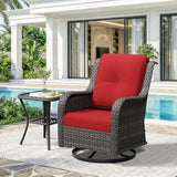 2 Pieces Outdoor Swivel Rocker Patio Chairs Set - Outdoor Wicker Patio Furniture Sets with 1 Side Table - Photo 8
