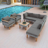 Quarte 9-Piece Patio Rattan Furniture Set, Outdoor Wicker Conversation Set with Coffee Table - Photo 1