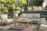 Signature Design by Ashley Clare View Outdoor Patio Sofa, 4 Throw Pillows, Nuvella Weather Resistant Fabric - Photo 4