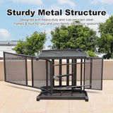 Domi Adjustable Patio Recliner Chair Metal Outdoor Lounge Chair with Flip Table Push Back, Adjustable Angle - Photo 9