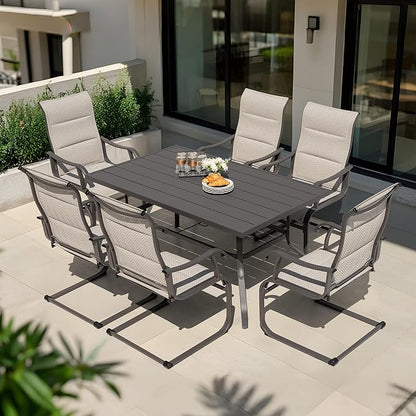 NUU GARDEN Patio Dining Chair Set of 4, Comfortable Outdoor Dining Chairs for Indoors and Outdoors, Breathable Textilene Spring Motion Outdoor Patio Chairs for Backyard Deck, Grayish Beige