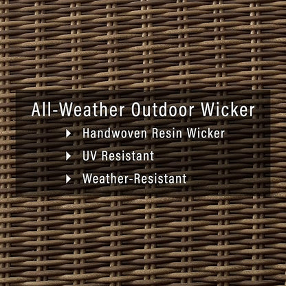 Crosley Furniture Bradenton Armless Outdoor Sectional Chair, Wicker Patio Chairs for Porch, Deck, Backyard, Brown with Sand Cushions