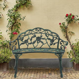 Outvita Outdoor Bench, 38"" Cast Aluminum Garden Bench Anti-Rust Weather Resistant Patio Bench Rose Pattern Bench for - Photo 9