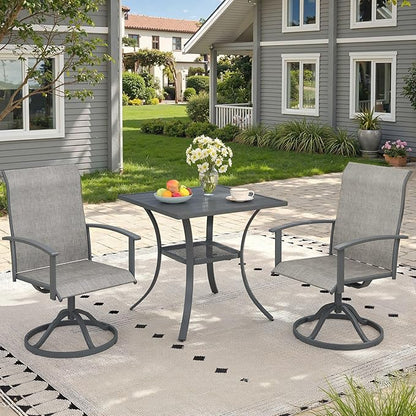 Outdoor Dining Table with Storage Shelf, 27.5" All-Weather Square Patio Dining Table for 2, Metal Patio Table for Garden Lawn Porch Deck Yard, Dark Grey